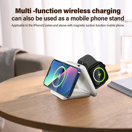 3in1 Wireless Magnetic Foldable Mat Charger For iOS & Android Devices