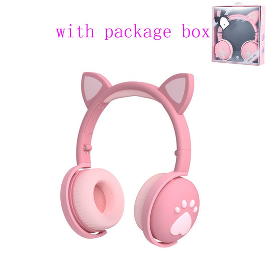 Glowing Cute LED Cat Ear Bluetooth Headphones with Mic