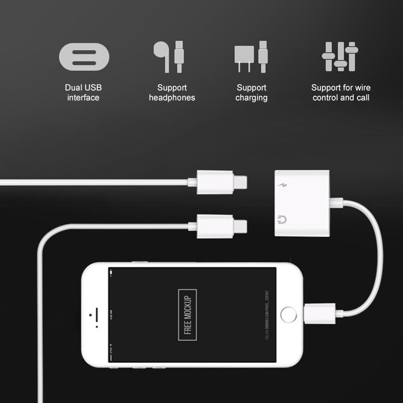 Audio Adapter Charger Cable - Lightning Compatible