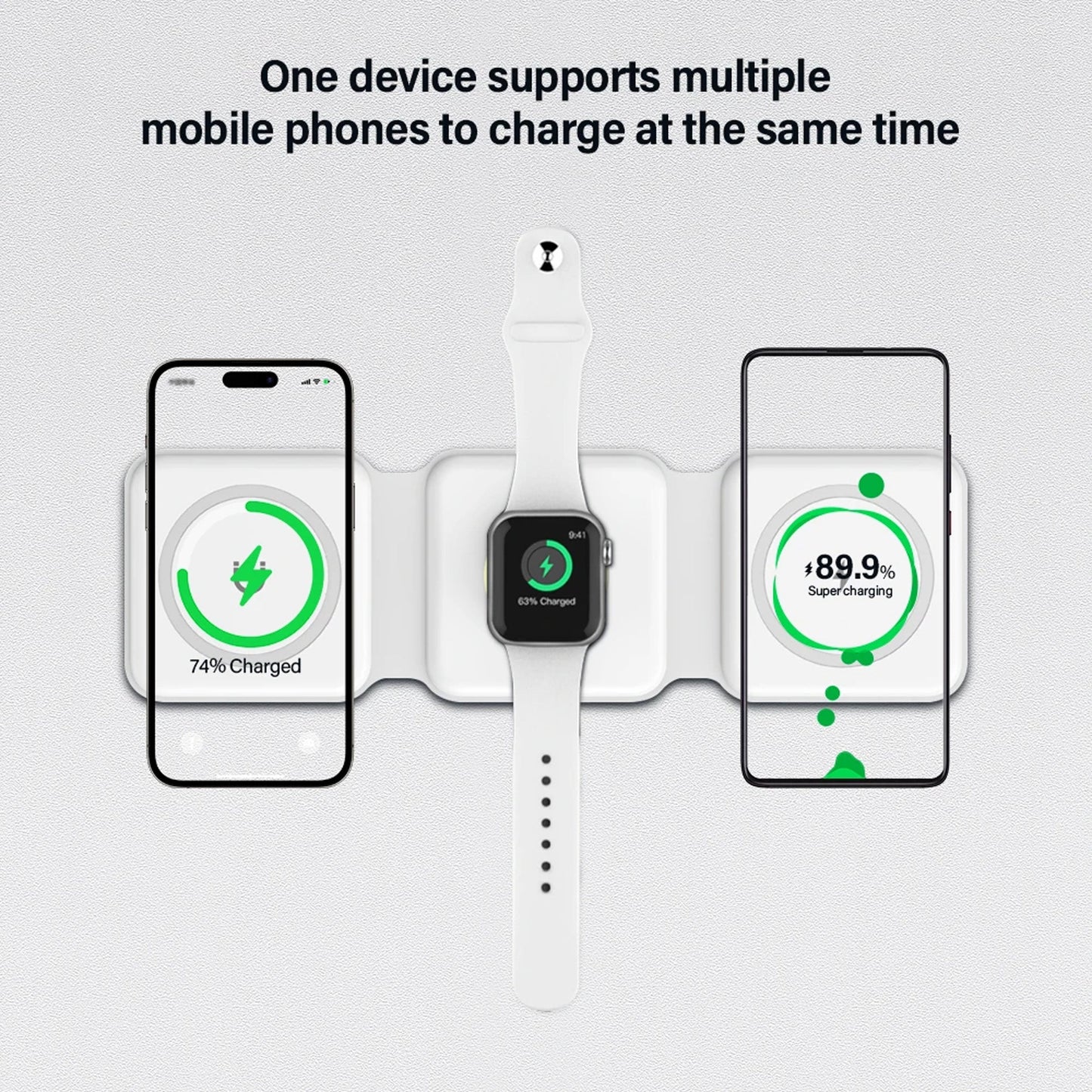 3in1 Wireless Magnetic Foldable Mat Charger For iOS & Android Devices