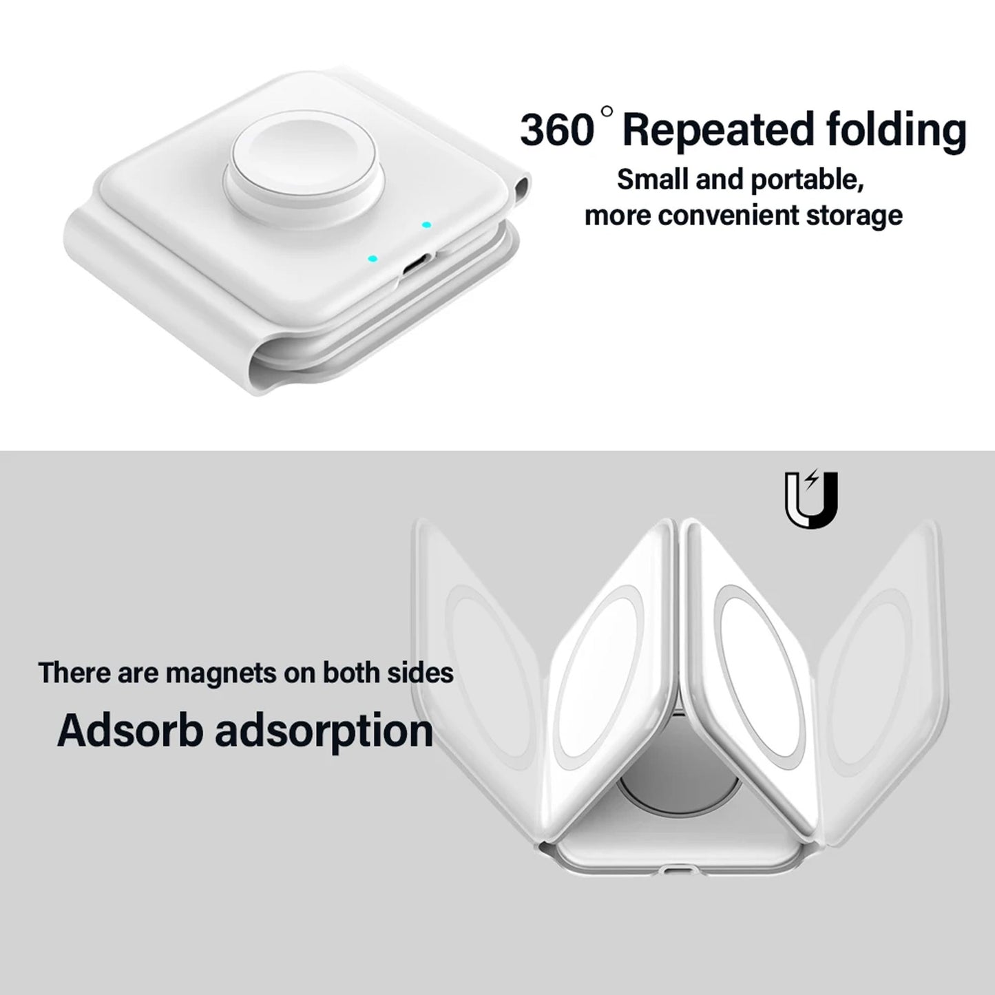 3in1 Wireless Magnetic Foldable Mat Charger For iOS & Android Devices