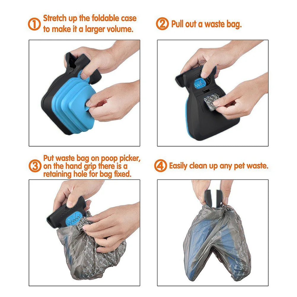 Foldable Pooper Scooper with Bags — Portable Dog Waste Picker