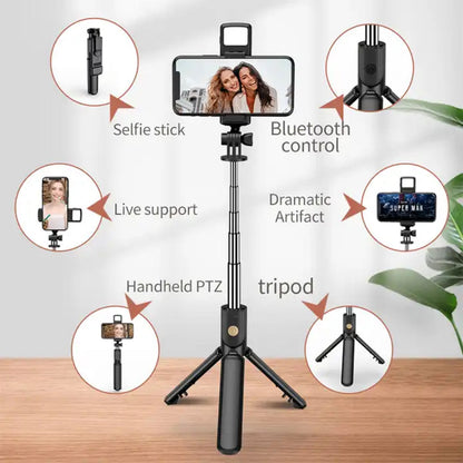 360° Rotation Selfie Stick Tripod with Wireless Remote for Smartphones