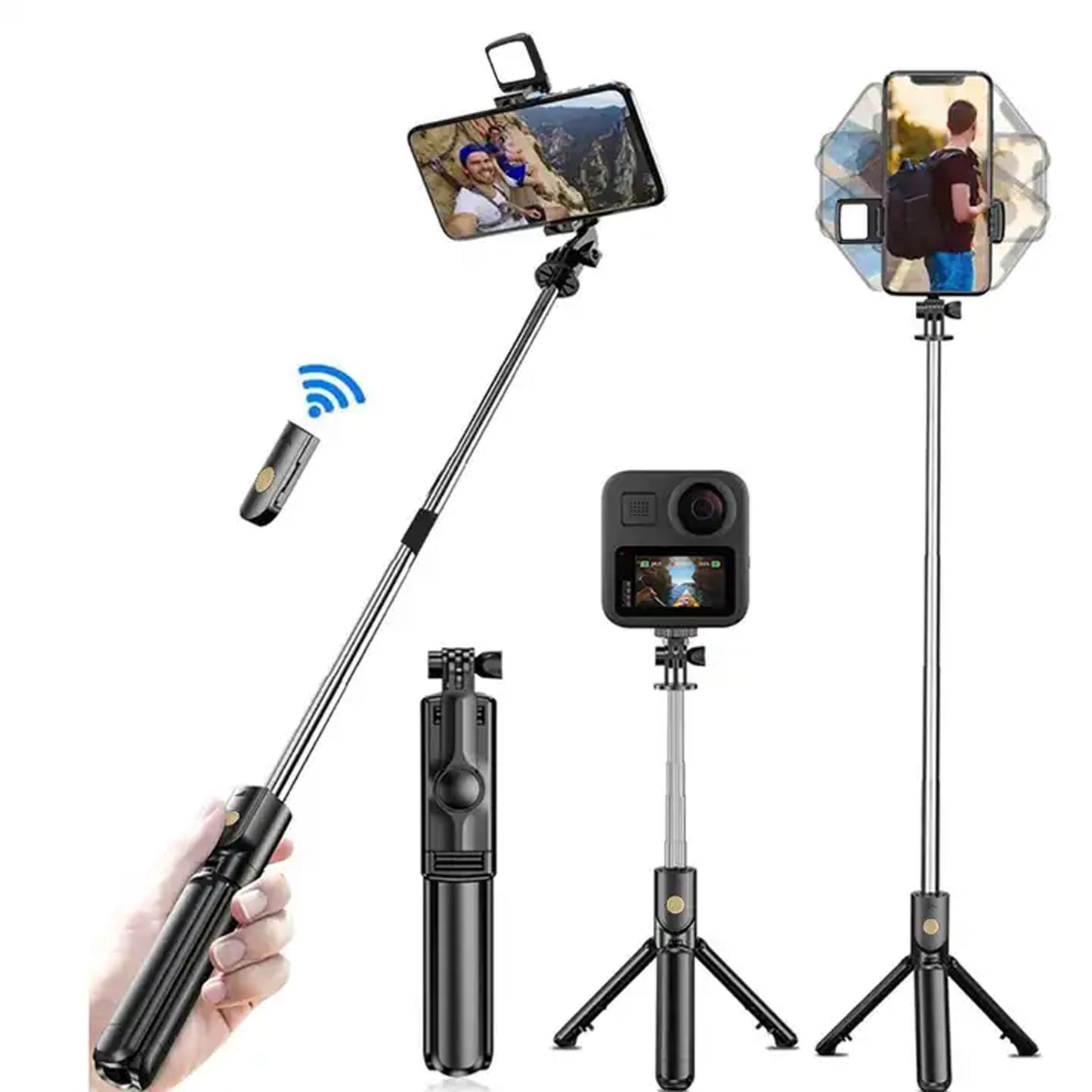 360° Rotation Selfie Stick Tripod with Wireless Remote for Smartphones