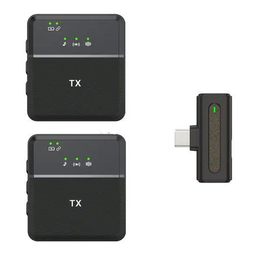 Wireless Noise Cancelling Clip On Cordless Mic For Smartphones & Type-C